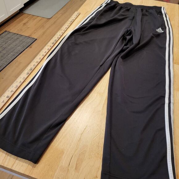 Adidas Extra Large Black Break Away Track Pants Elastic Waist Snap Stripe white - Picture 2 of 13